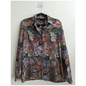 Vintage Fall Floral Foilage button down